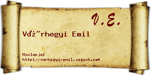Várhegyi Emil névjegykártya